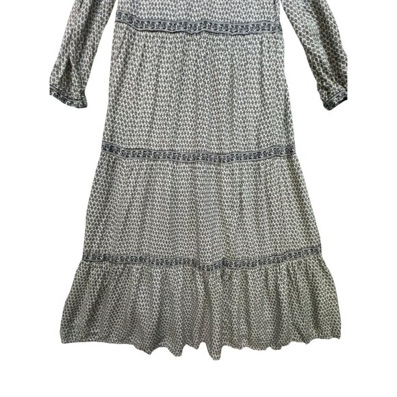 Old Navy Womens Long Sleeve V-Neck Maxi Dress Size M Black & White Floral Print - Picture 13 of 16